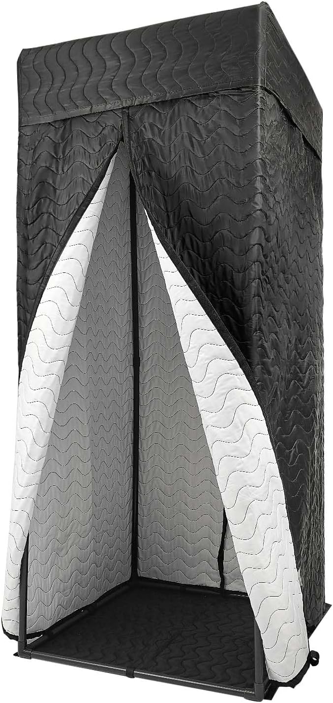 Portable Vocal Booth, 33.5 * 33.5 * 78.7 in Foldable Recording Vocal Booth Studio Equipment, Music Acoustic Treatment Sound Isolation Booth with Travel Bag