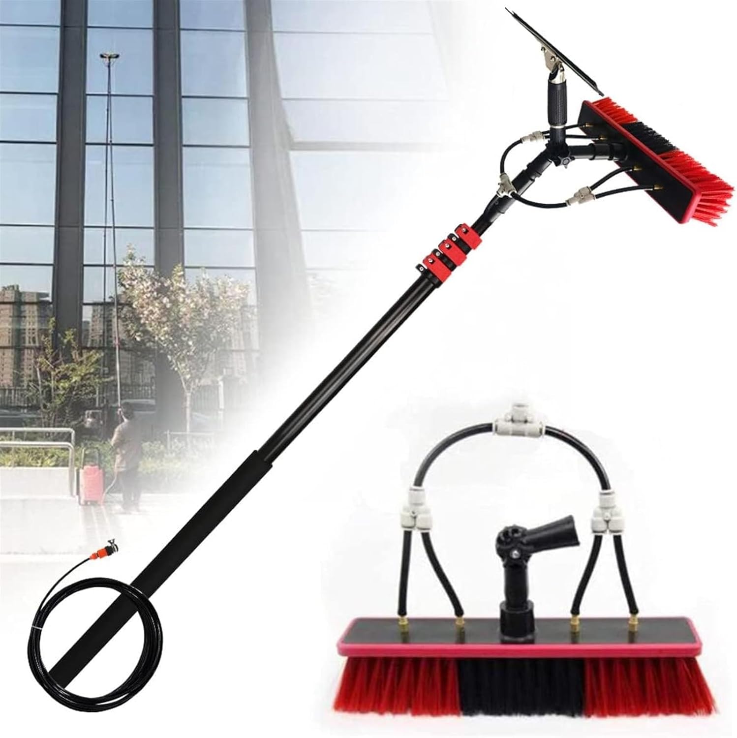 Water Fed Pole Kit, Water Fed Brush W/Squeegee,Window Cleaning Pole Water Fed Pole Kit, Cleaning Tool for Window Glass, Solar Panel (Color : 30ft/9m)