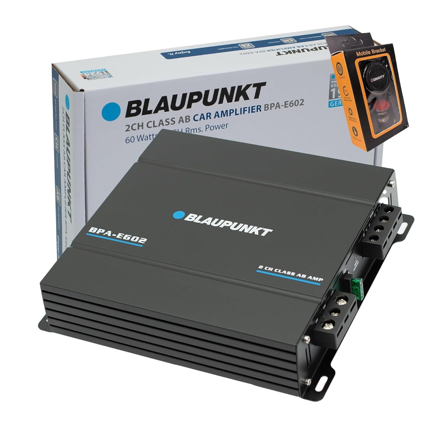 BLAUPUNKT BPA-E602 2-Channel Class AB Car Amplifier - 800W Max Power, 180W RMS Bridged - Compact Design for Crystal-Clear Audio
