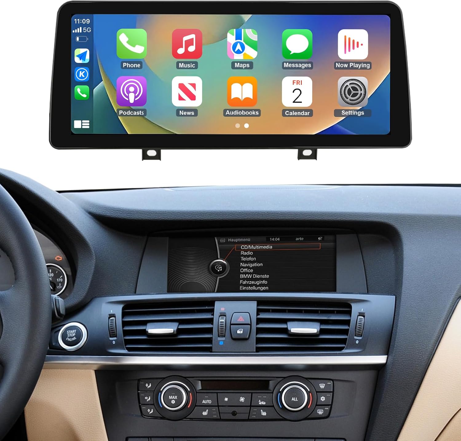 NINETOM 12.3 inch Touchscreen Wireless CarPlay Android Auto Multimedia Car Radio Receiver Compatible with BMW X3 X4 Series with CIC System, F25 / F26 (2011-2012)