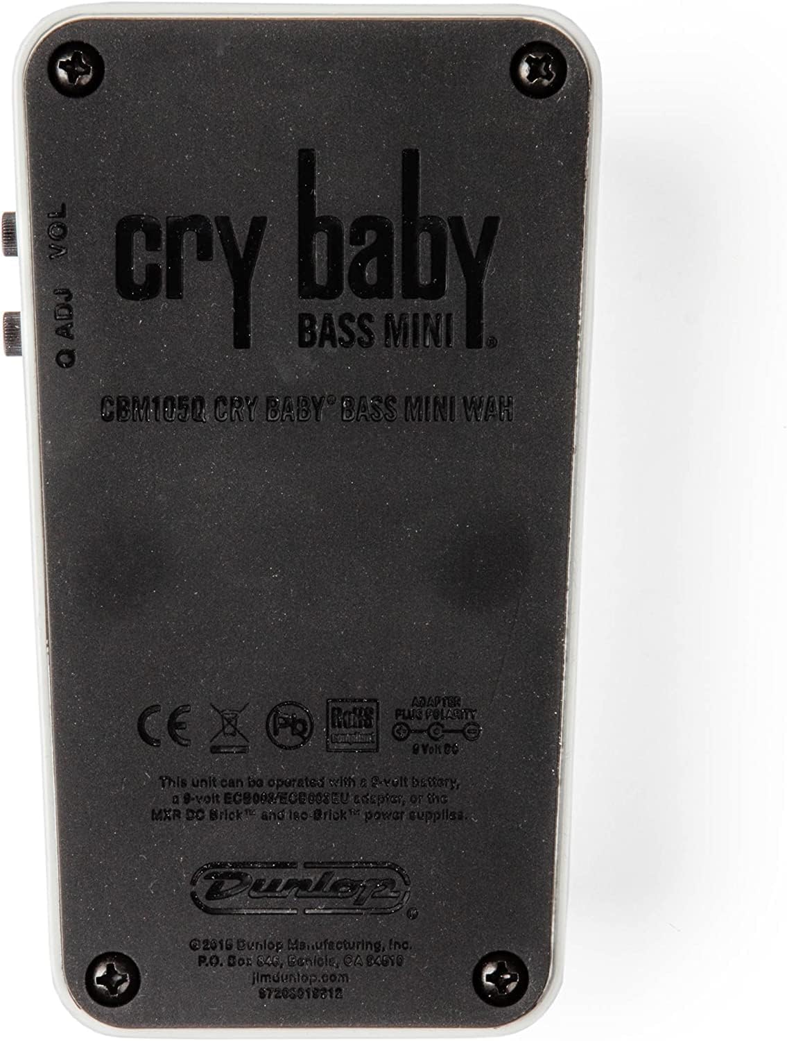 Dunlop CBM105Q Cry Baby Mini Bass Wah Pedal Bundle w/ 9V Power Supply and 6 Assorted Dunlop Picks