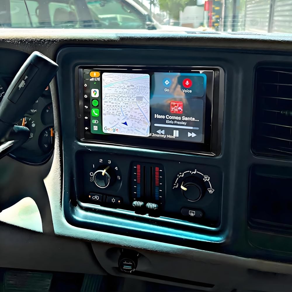 2+32G 7in Car Stereo for Chevy/Chevrolet Silverado 1500 2500 2003-2006, for GMC Sierra 1500 2500 3500 2003-2006 w/GPS with Carplay w/Android Auto Double Din Car Radio Receiver Backup Camera