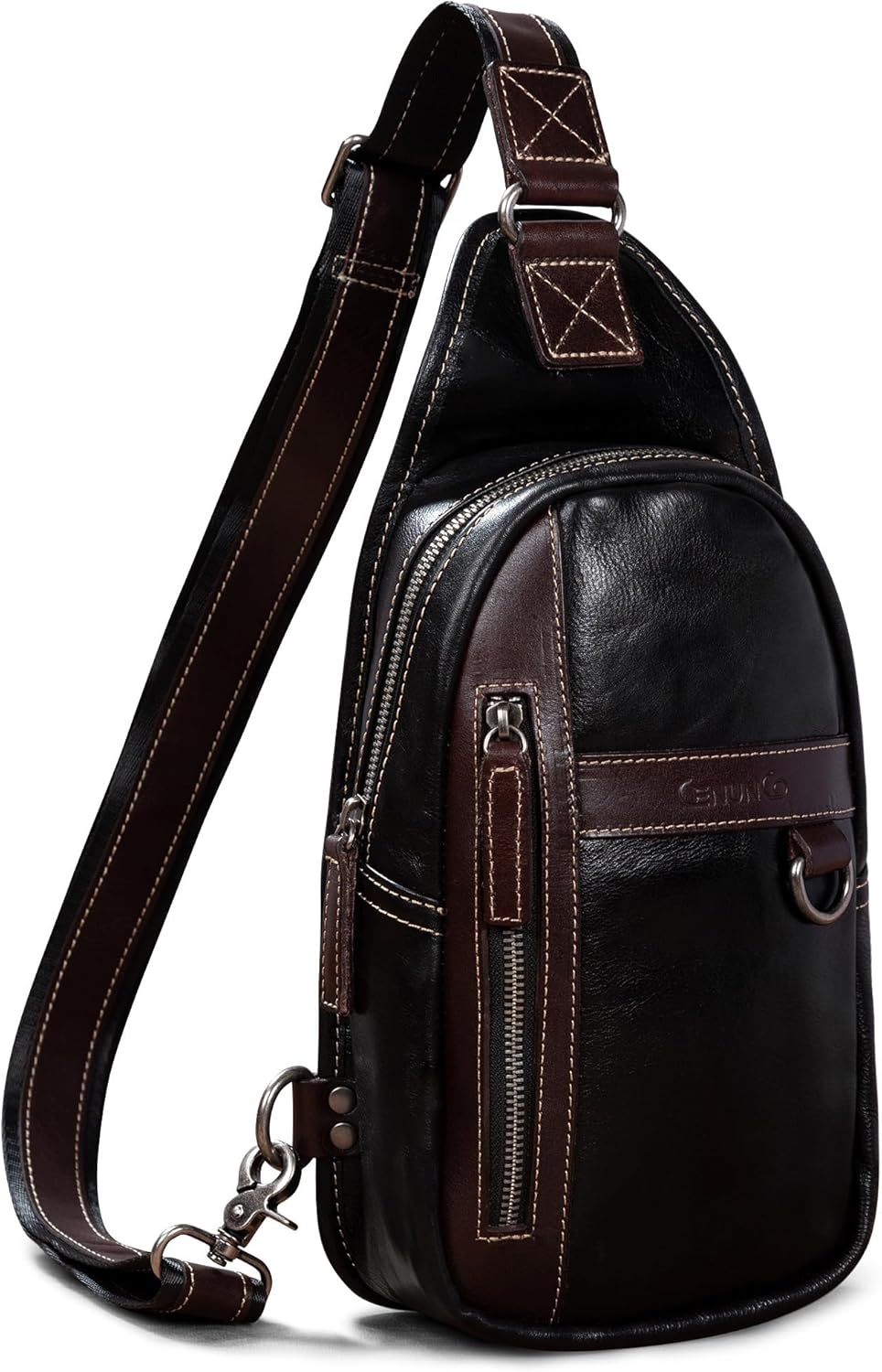 Geniune Leather Sling Bag for Men Women Crossbody Shoulder Bag Sling Backpack Chest Purse Fanny Bag