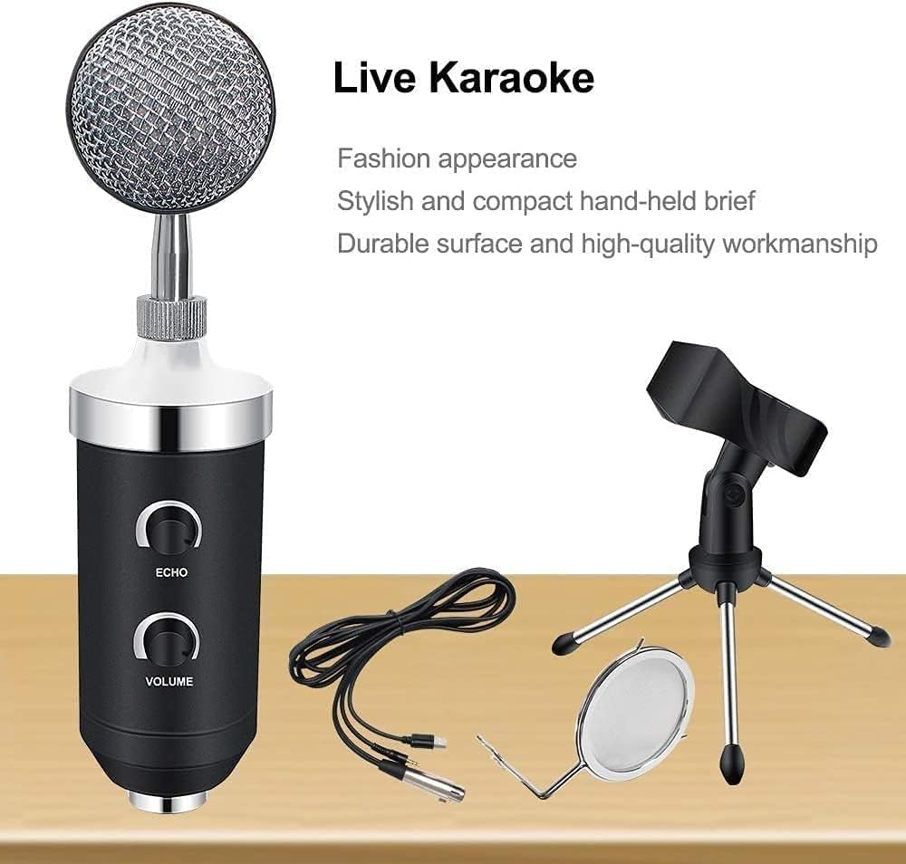 Microphone, Multipurpose Karaoke - Plug&Play Studio Microphone, for Streaming, Podcast, Studio Recording and Games