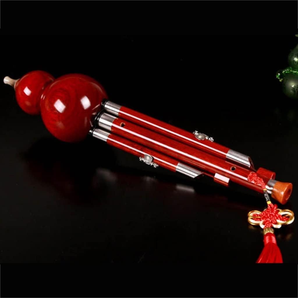 Woodwind Red Sandalwood Cucurbit Musical Instrument Beginner Adult C Level Down B Level Gourd Flute Grade Exam Entertainment Hulusi for Elders, People Who Love Music Soft Tone (Red C)