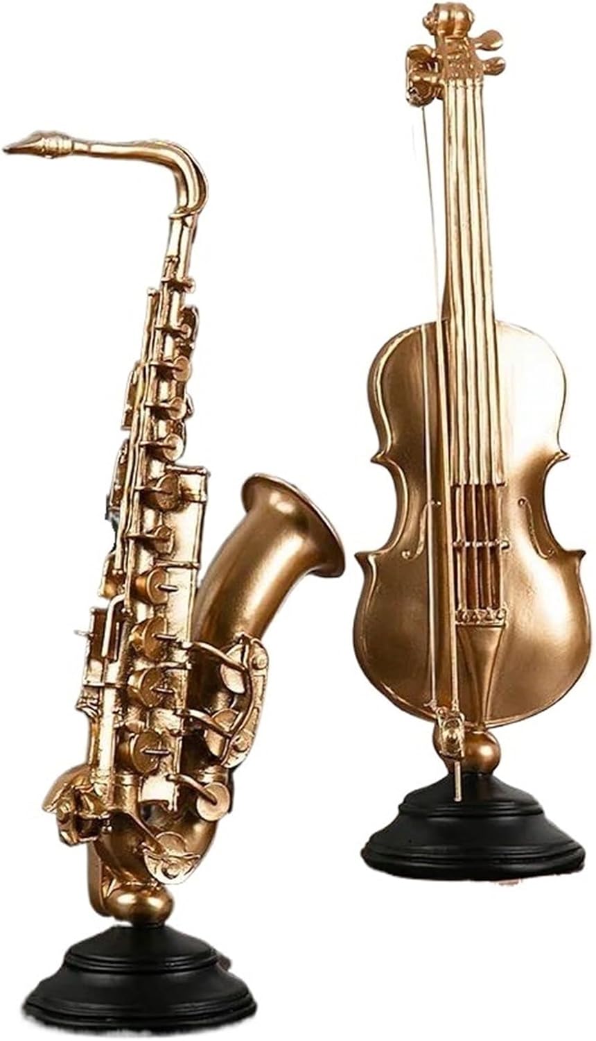 Musical Instrument Model Kits Light Luxury Musical Instrument Ornaments Music Art Resin Crafts Violin Saxophone French Horn Decorative Articles(Saxophone)