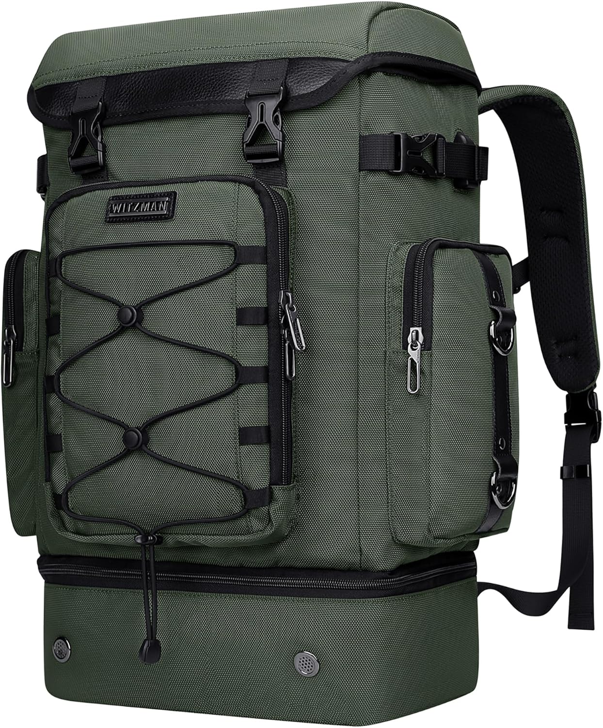 WITZMAN Travel Backpack for Men Women Carry on Bags for Airline Approved Convertible Duffle Luggage Backpack Shoe Compartment（B691 Green）