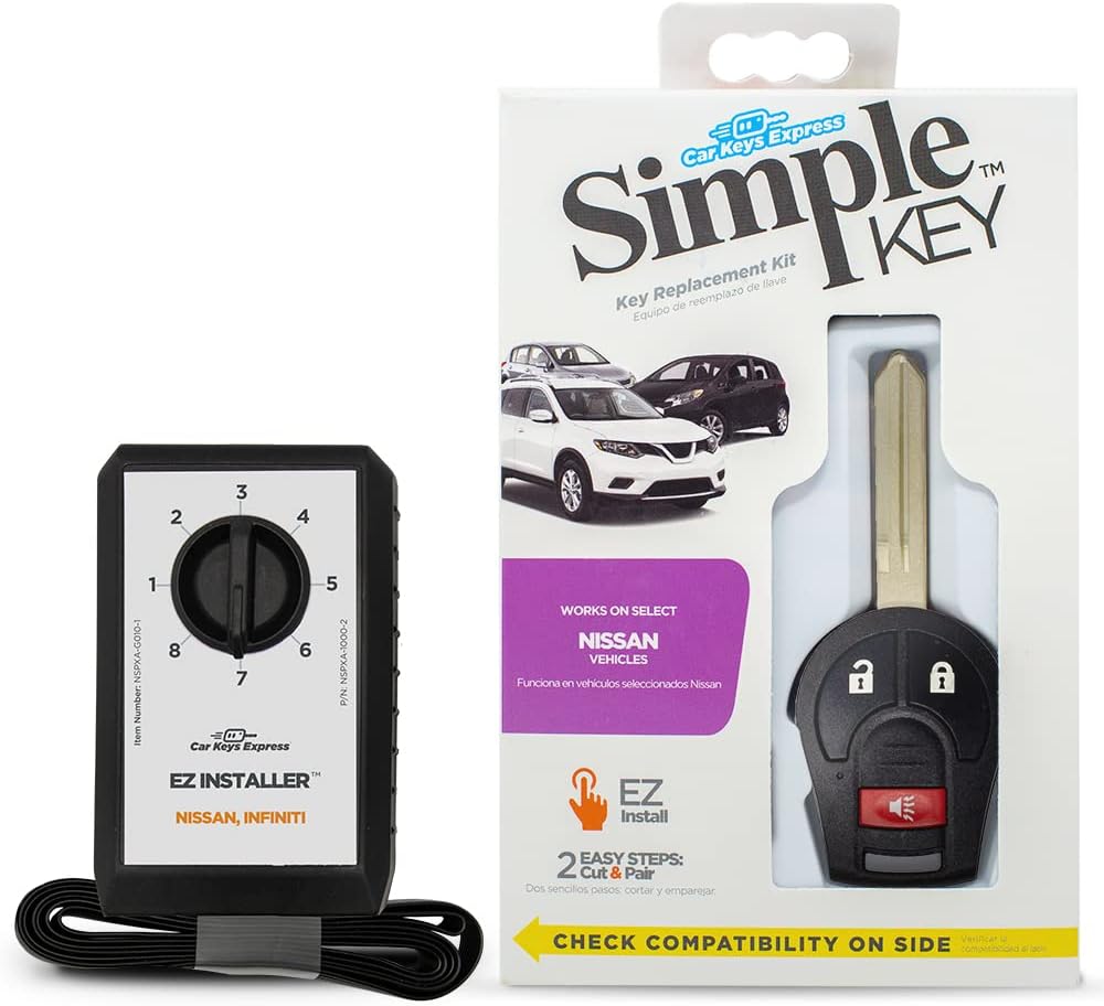 Simple Key DIY Programming Kit Designed for Nissan Vehicles - Program New, Uncut Car Key and Remote Fob Combo to Your Vehicle - No Tools Required, Easy, and Affordable - by Car Keys Express