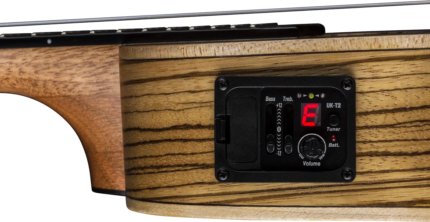 Luna High Tide Concert Acoustic/Electric Ukelele with Gigbag, Zebrawood