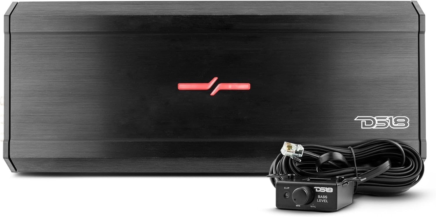 DS18 ZXI.5 Car Audio Amplifier - Class D, Full Range, 5 Chanel, 3360 Watts Max, Adjustable Crossover, BASS Knob Included – Compact Size for Easy Installation on Many Applications