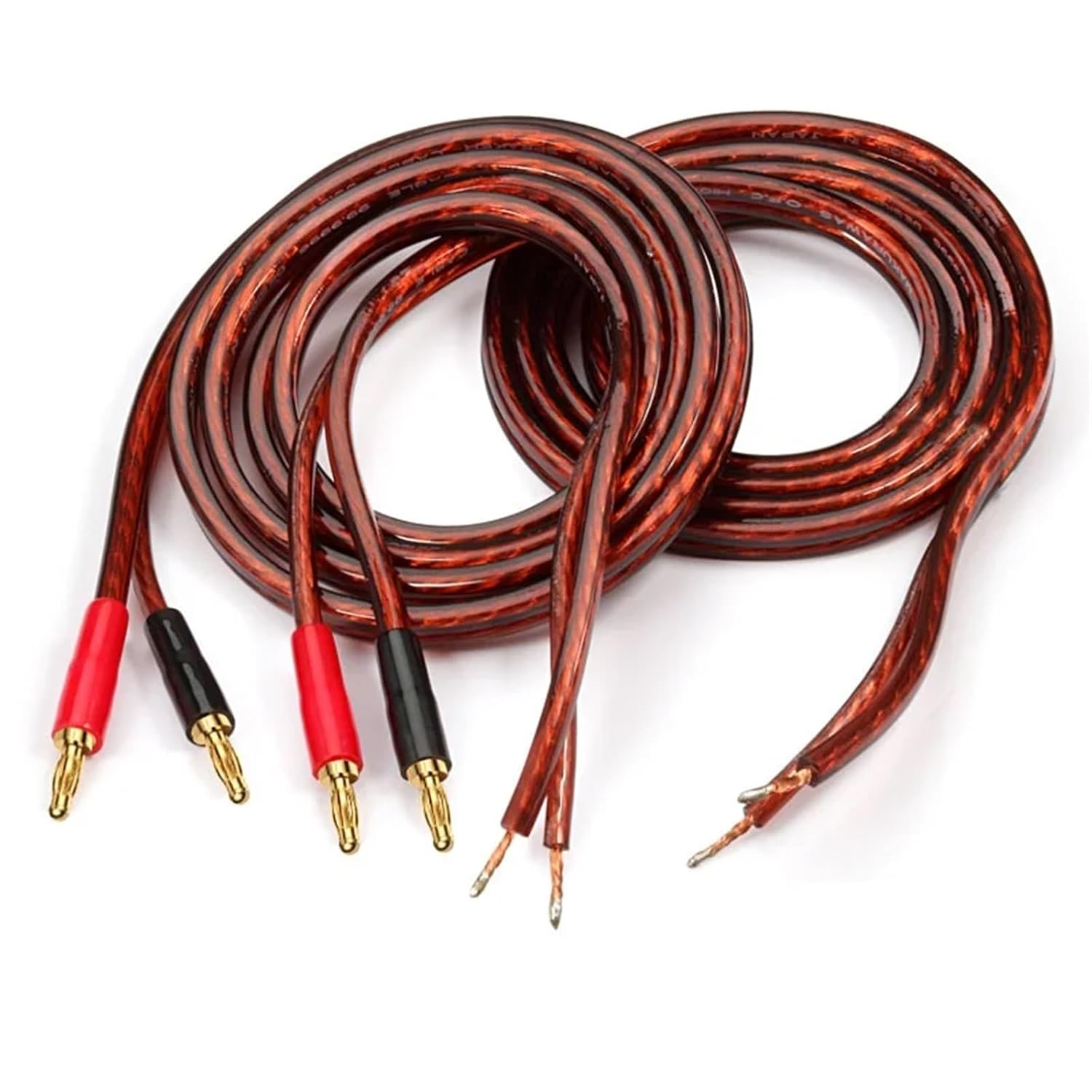 HiFi Pure Copper Speaker Cable Power Amplifier Cable with Banana Y Type Connector Gold Plated OFC 1M 1.5M 2M 2.5M 3M 5M 8M(2B - 2Open,10m)