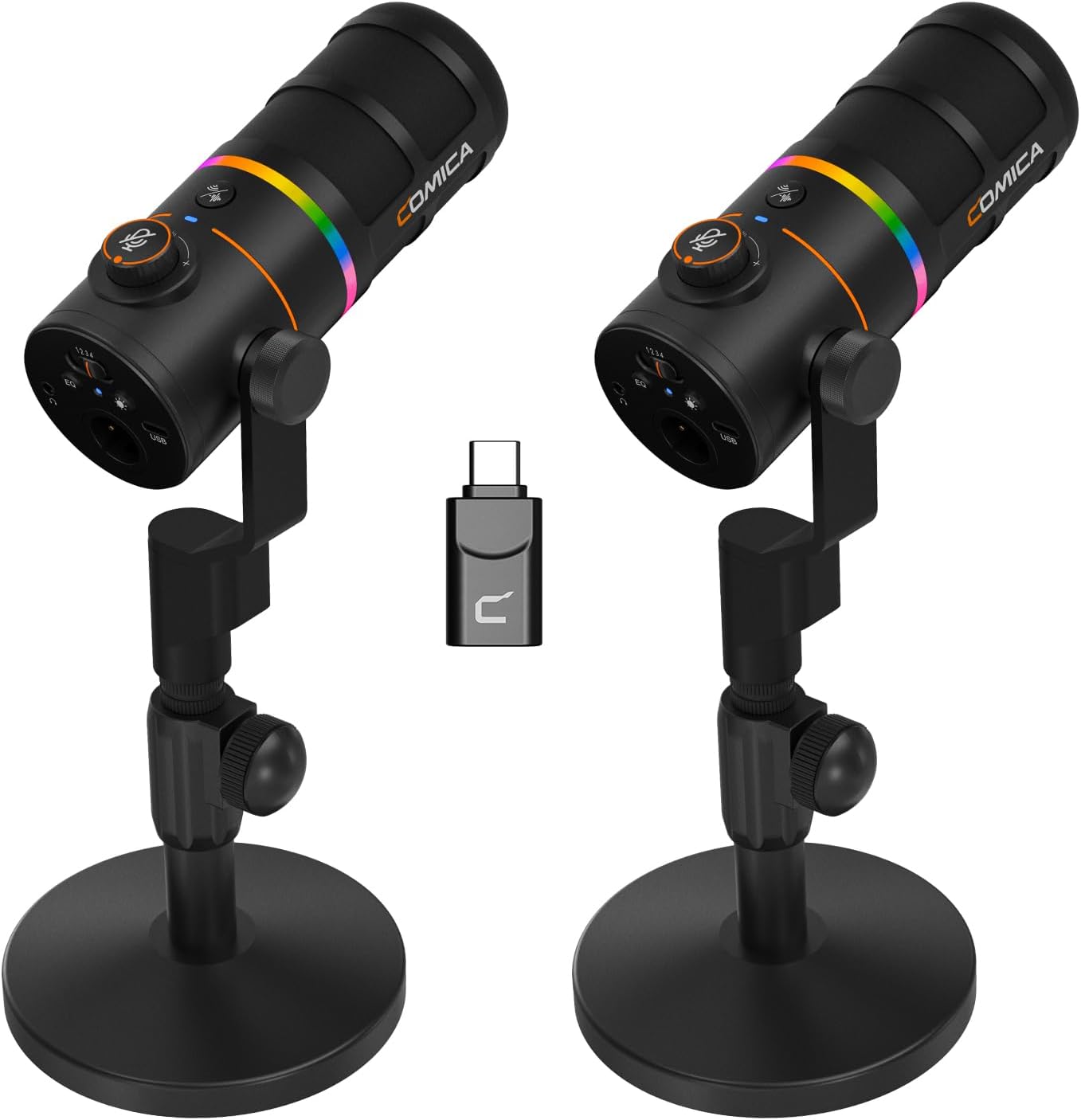 COMICA EJoy D10 Pro XLR/USB-C Dual Gaming Microphone for Podcasting Recording,Wired/Wireless Dynamic Computer Mic for Desktop with RGB,Mute,Noise Reduction,for PS4,PS5,Dual Host Live Streaming,Youtube
