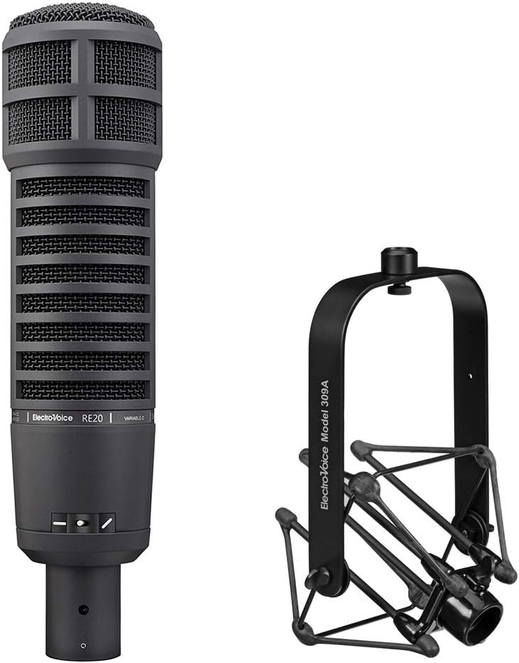 Electro-Voice RE20 Broadcast Announcer Microphone (Black) Bundle 309A Mic Shockmount