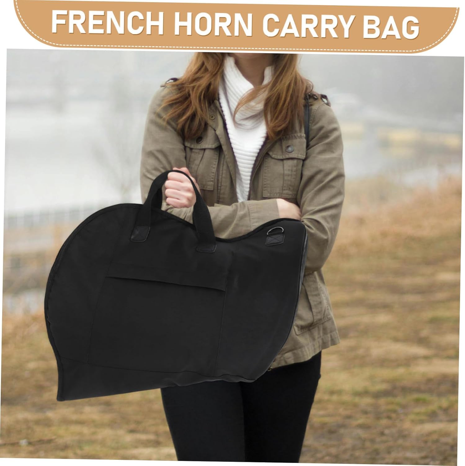 Milisten Portable French Horn Bag with Shoulder Strap Lightweight Musical Instrument Carry Bag Cotton Padded Protection Random Color Handle for Students