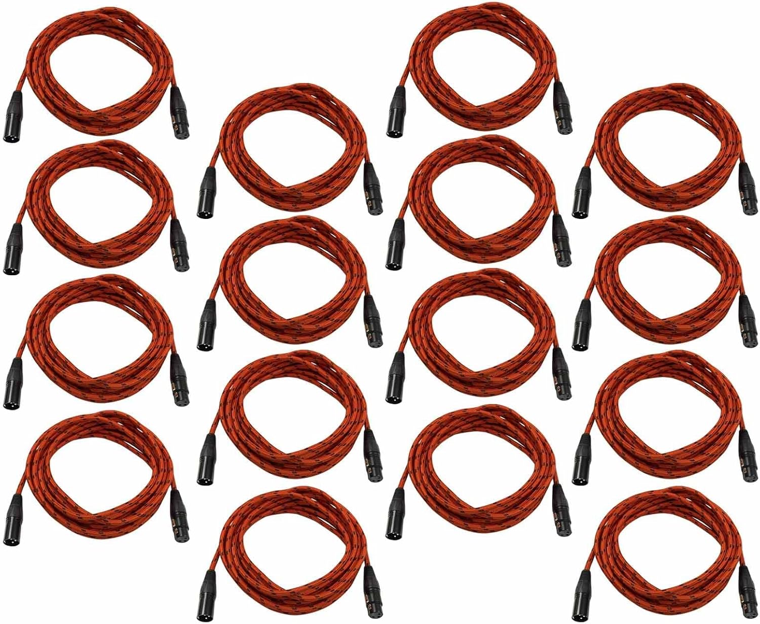 20 Foot 20' Female to Male XLR Microphone Mic Speaker Audio Cable Red 16 Pack