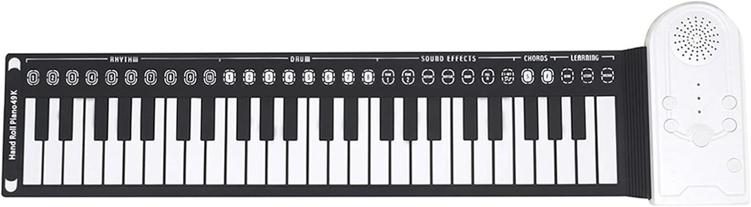 TSTS Piano Foldable 49 Keys Fold-able Electronic Piano Midi Keyboard Instrument Hand Roll Up Flexible Piano with Horn Musical