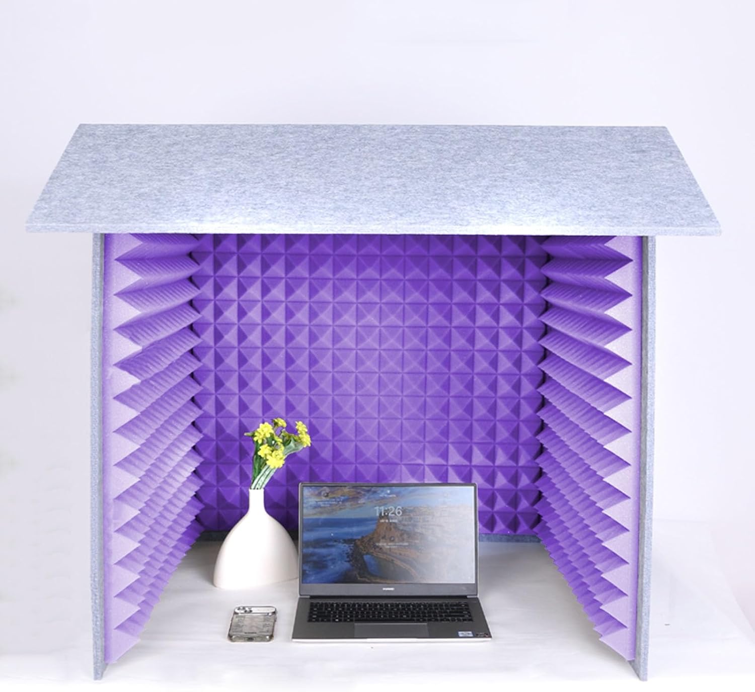 Desktop Noise Isolation Box, Portable Home Recording Studio, Microphone Foam Recording Box (Green) (Purple)