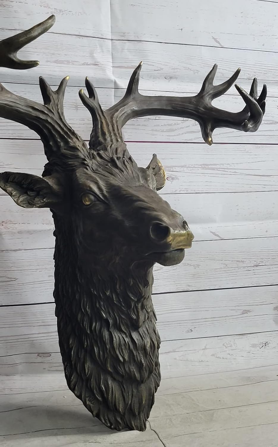 Superb Vintage Victorian Gilt Bronze Wall Mount with Bronze Stag 23