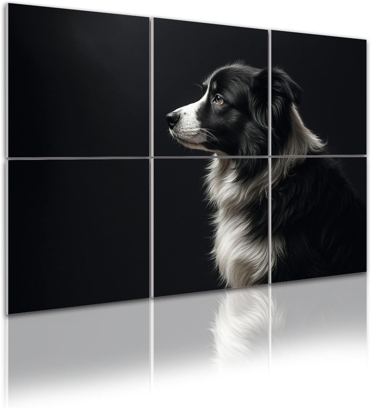 6 Pack Art Acoustic Panels Self Adhesive Border Collies portrait Decorative Soundproof Wall Panels Sound Absorbing Panel 48