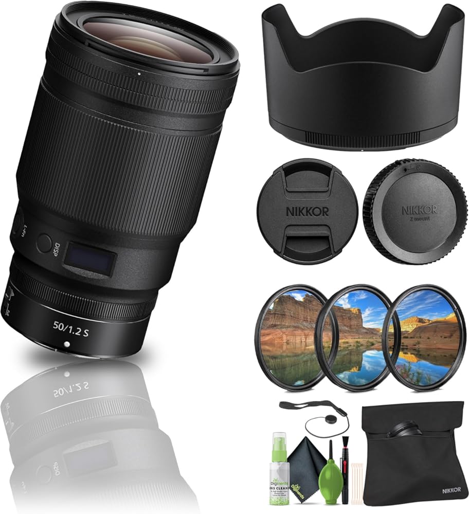 Nikon NIKKOR Z 50mm f/1.2 S Standard Prime Lens Z Cameras (20095) + Filter Kit + Cap Keeper + Cleaning Kit