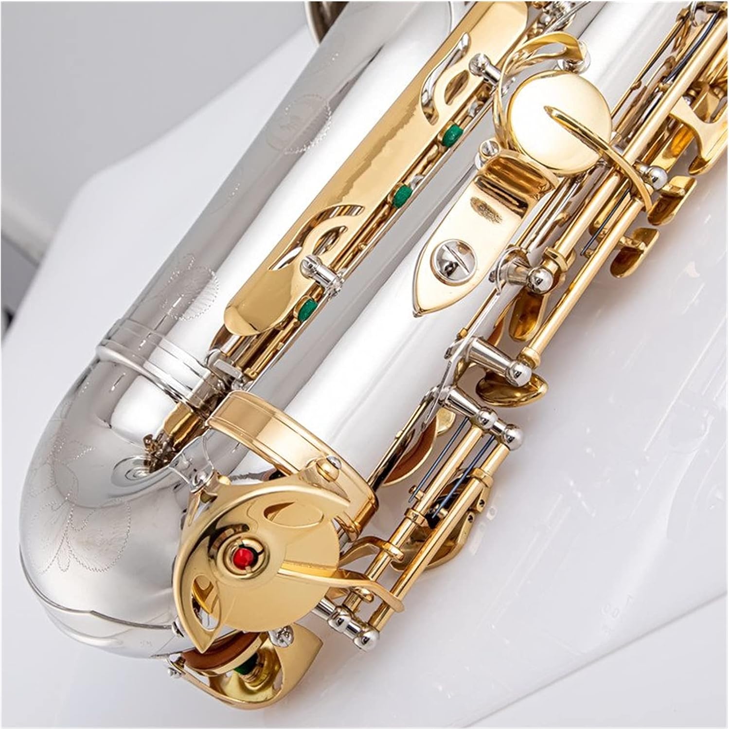 Alto Saxophone Nickel Plated Gold Key Professional Sax Mouthpiece with Case and Accessories Student Saxophone