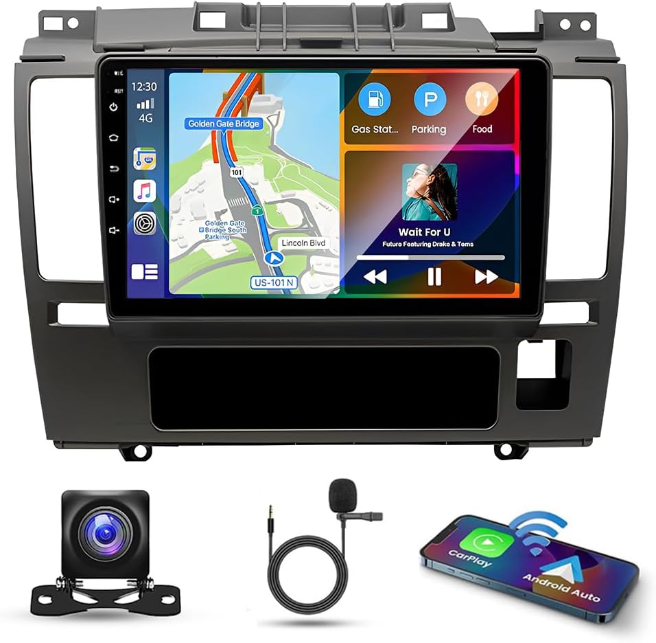 9 Inch Double Din Car Stereo for Nissan Versa MK1 2007-2011 Android 14 IPS Touchscreen Car Radio w/Wireless Carplay Android Auto GPS Navigation Bluetooth WiFi SWC AHD Mirror Link Backup Camera, 2+32G