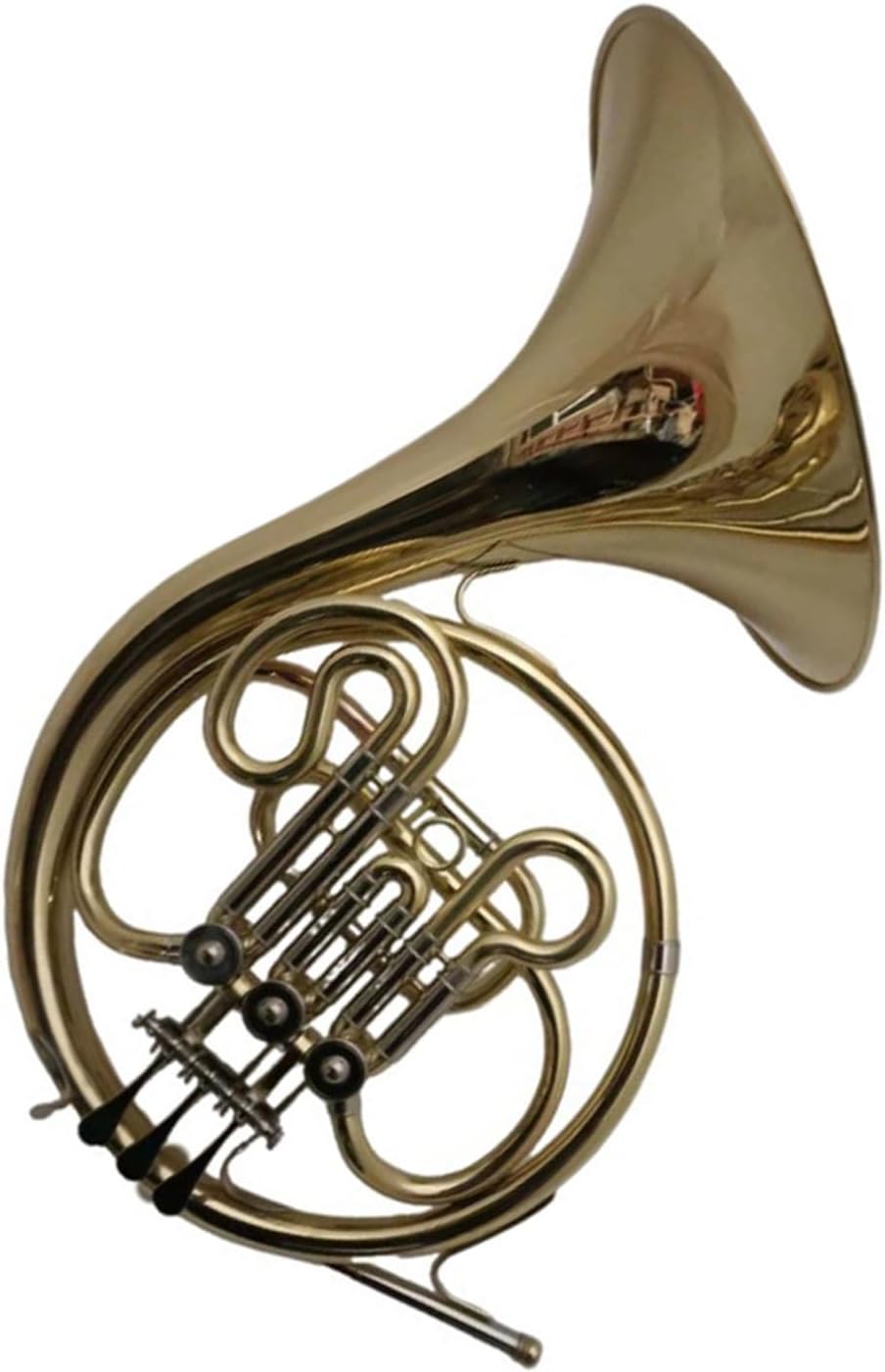 4 Key French Horn Brass Instrument Three Tone Single Row Lacquered Gold B Flat French Horn