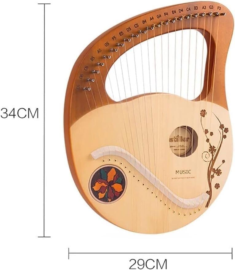 21 Strings Lyre Harp, Musical Instrument with Tuning Wrench one Set String and Carrying Bag, Mahogany String Instrument (Color:Default)