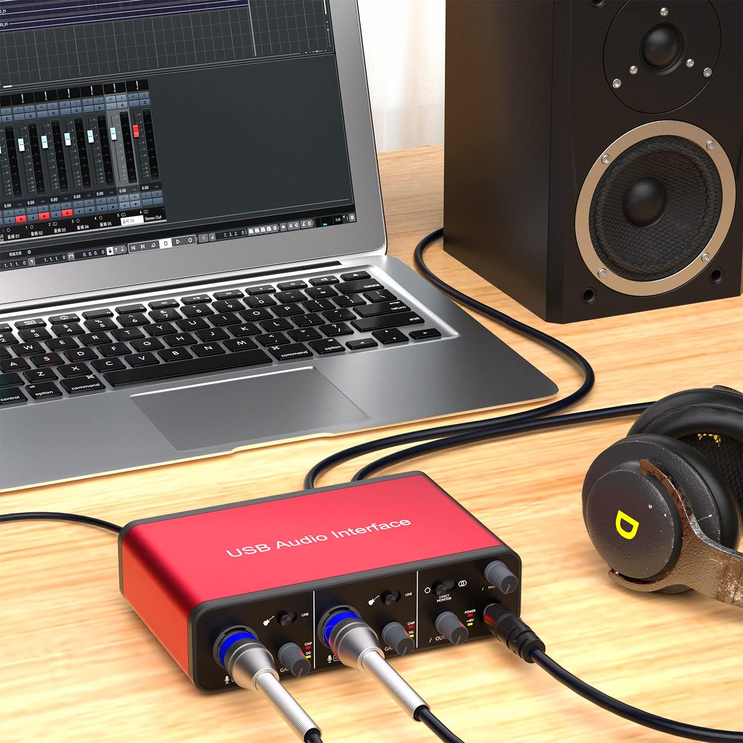 LVY USB-C Audio Interface, 24Bit/192kHz for Recording Podcasting and Streaming, 48V Phantom Power, Plug and Play Ultra-low Latency Noise-Free (No Software Included)