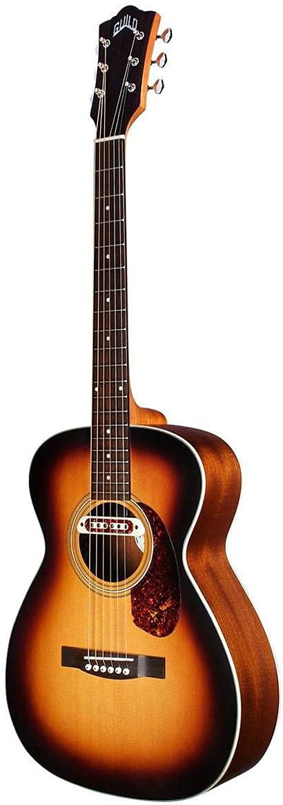 Guild Guitars M-240E Troubadour Acoustic Guitar, Vintage Sunburst, Archback Solid Top Concert, Westerly Collection