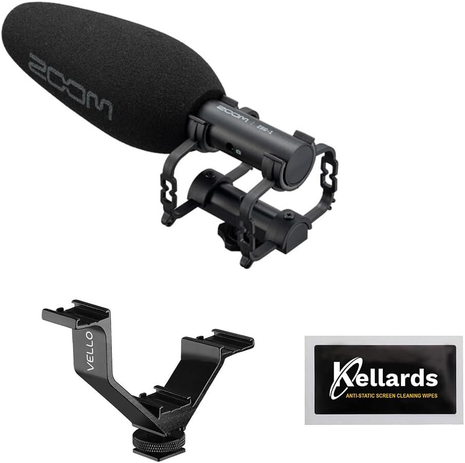 Kellards Zoom ZSG-1 On-Camera Shotgun Microphone Bundle with Vello V-Rig 4.1