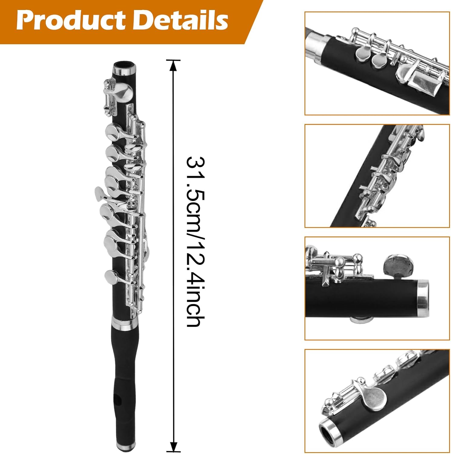 Segolike 1Set Piccolo Flute Instruments W/Wood Case Cleaning Cloth Screwdriver