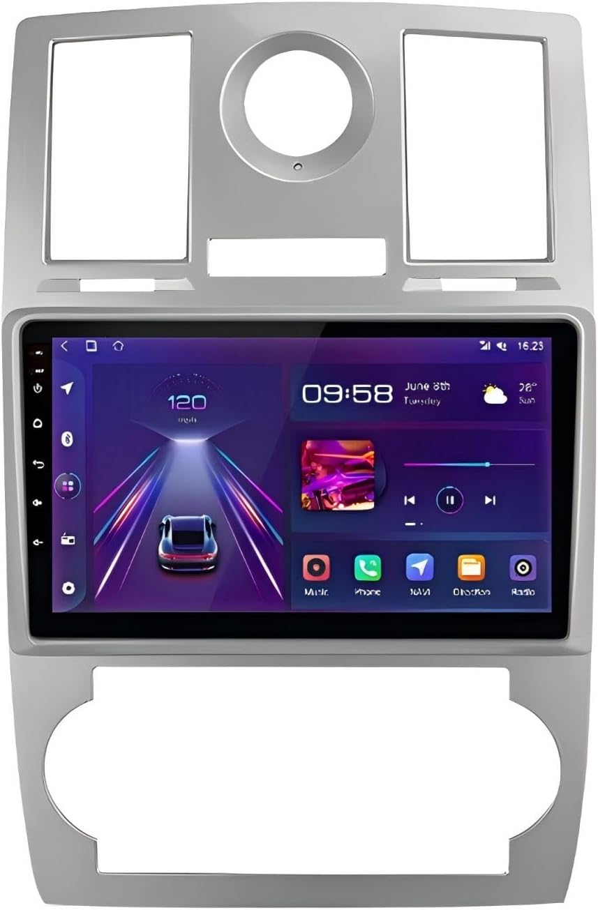 9 inch Car Radio Receiver for Chrysler 300C 2004 2005 2006 2007 with Wireless Carplay Android Auto, 2+32G Touch Screen Double Din Car Stereo with WiFi Bluetooth FM GPS Navigation AHD