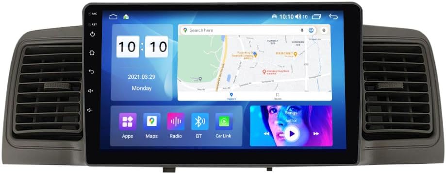 Android Car Stereo for Toyota Corolla EX 2007-2012,9 inch IPS Touchscreen with Upgrade Wireless CarPlay & Android Auto,WiFi/GPS,Support SWC and Subwoofer,4-Core 1+32G
