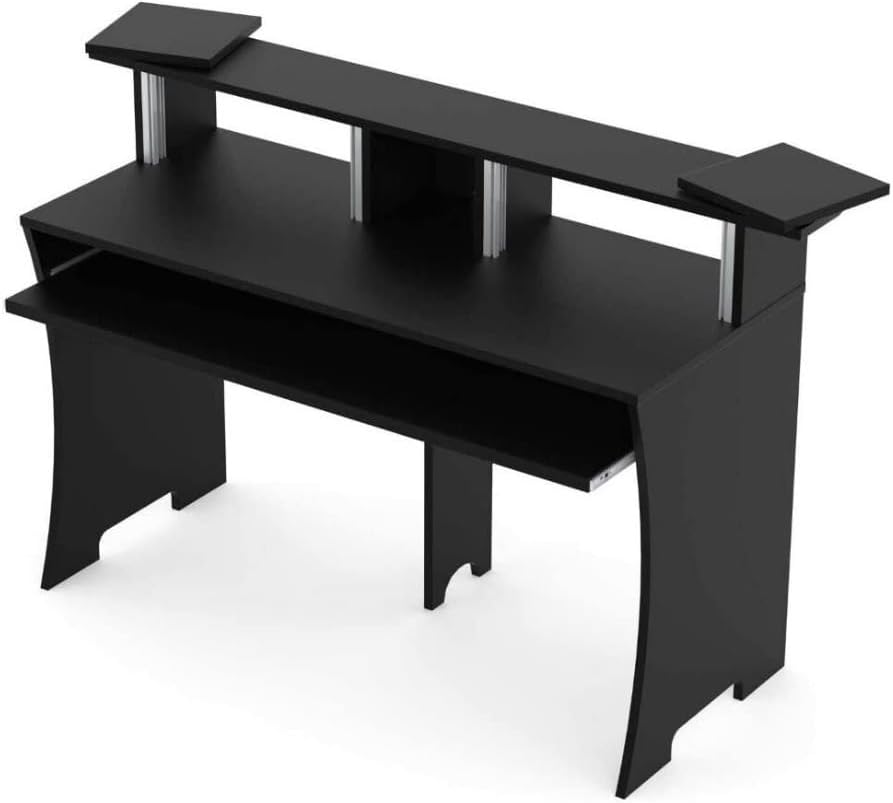 Glorious Workbench Working Console with Pull-Out Drawer and Revolvable Trays, Robust Design and Easy to Assemble (Black)