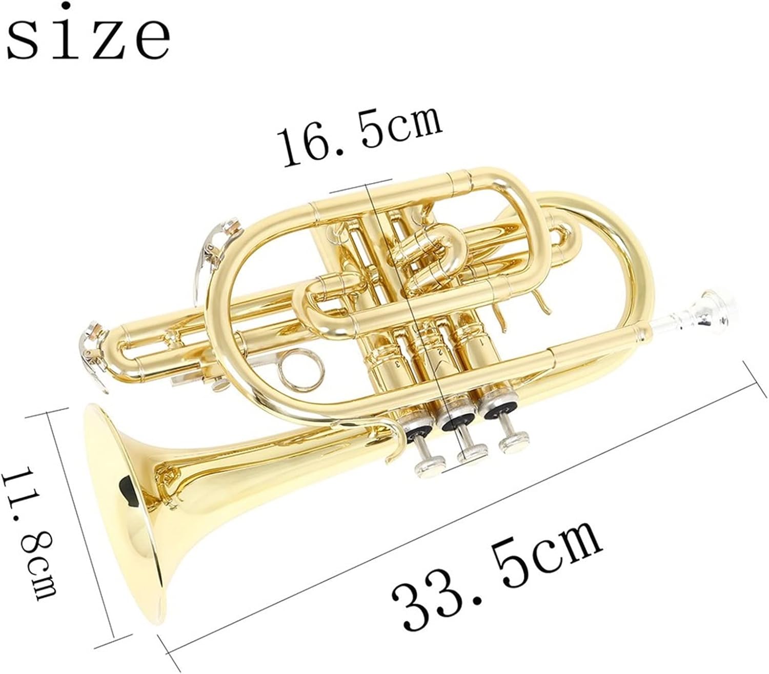 KESHUO Professional Bb Flat Cornet Brass Wind Instrument with Carrying Case Gloves Cleaning Cloth Brushes Trumpets
