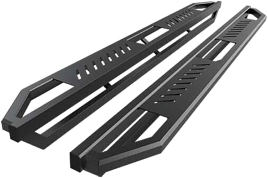 6.5In Bars Square Rocker Guards Fits Crew Cab Set(2 of Side Armor + Mounting Kit Aluminum Black IA-G4U97115B