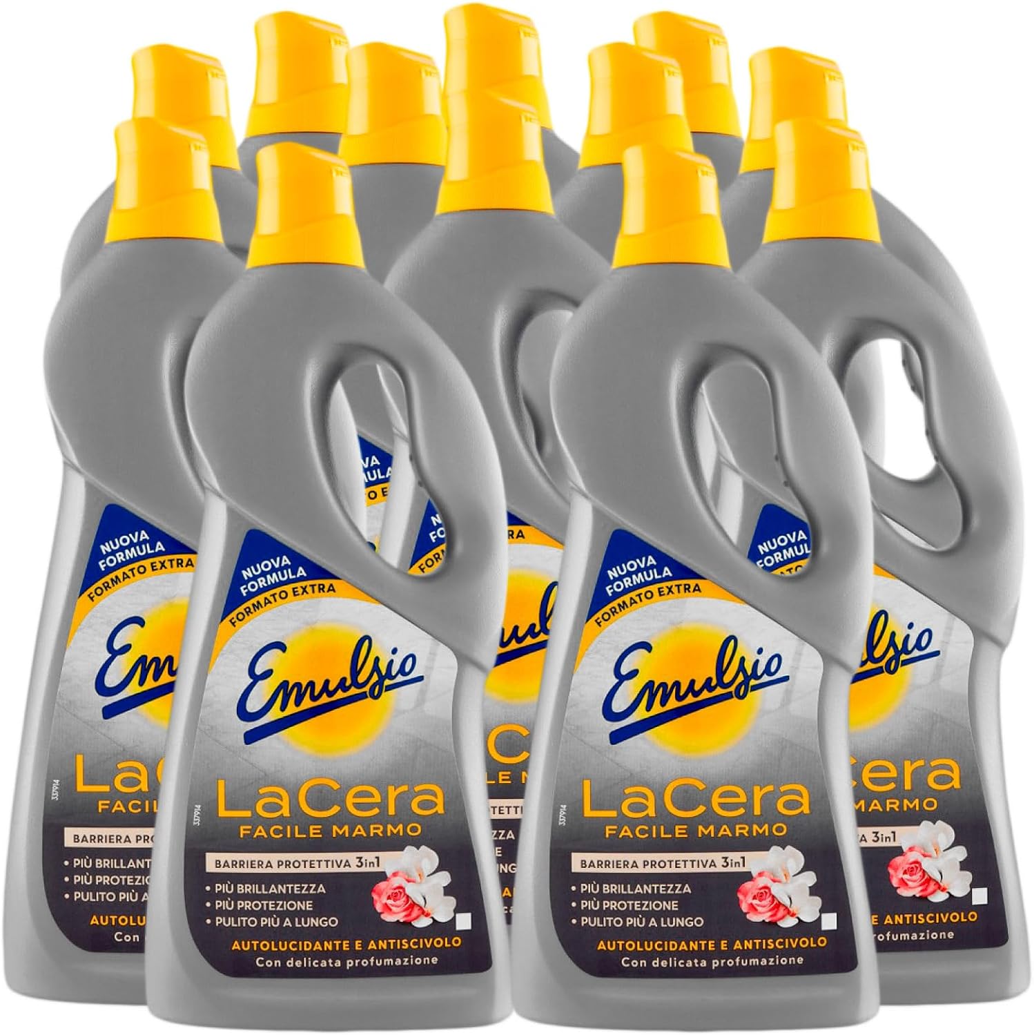 La Easy Marble Self Polishing Wax for Marble and Grit Floors and Surfaces Professional Formula Barrier 3in1 Protection Shine and Cleaning – 12 Bottles of 730 ml