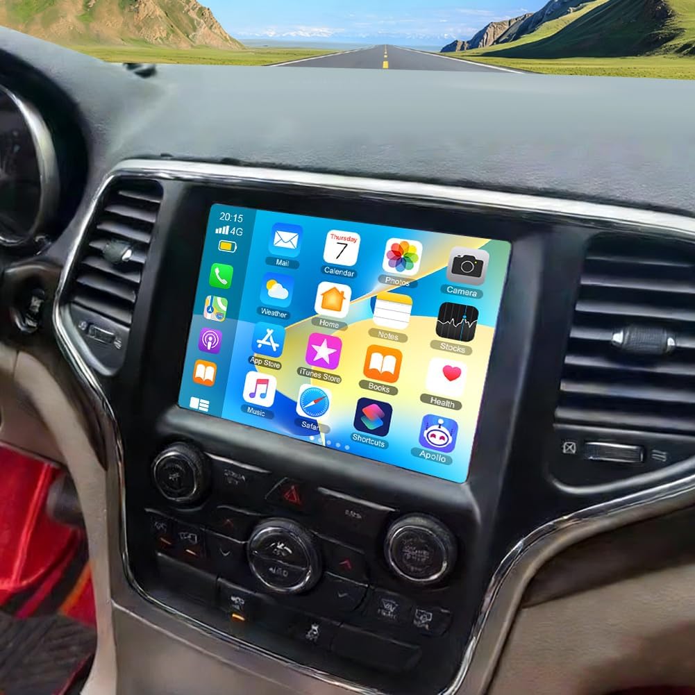 Android 14 Car Stereo for Jeep GrandCherokee 2015-2021,8.4 Inch Double Din Car Radio with Carplay & Android Auto, in-Dash Navigation Radio with BT Mirror Link WiFi FM Radio & Backup Camera-2+32G