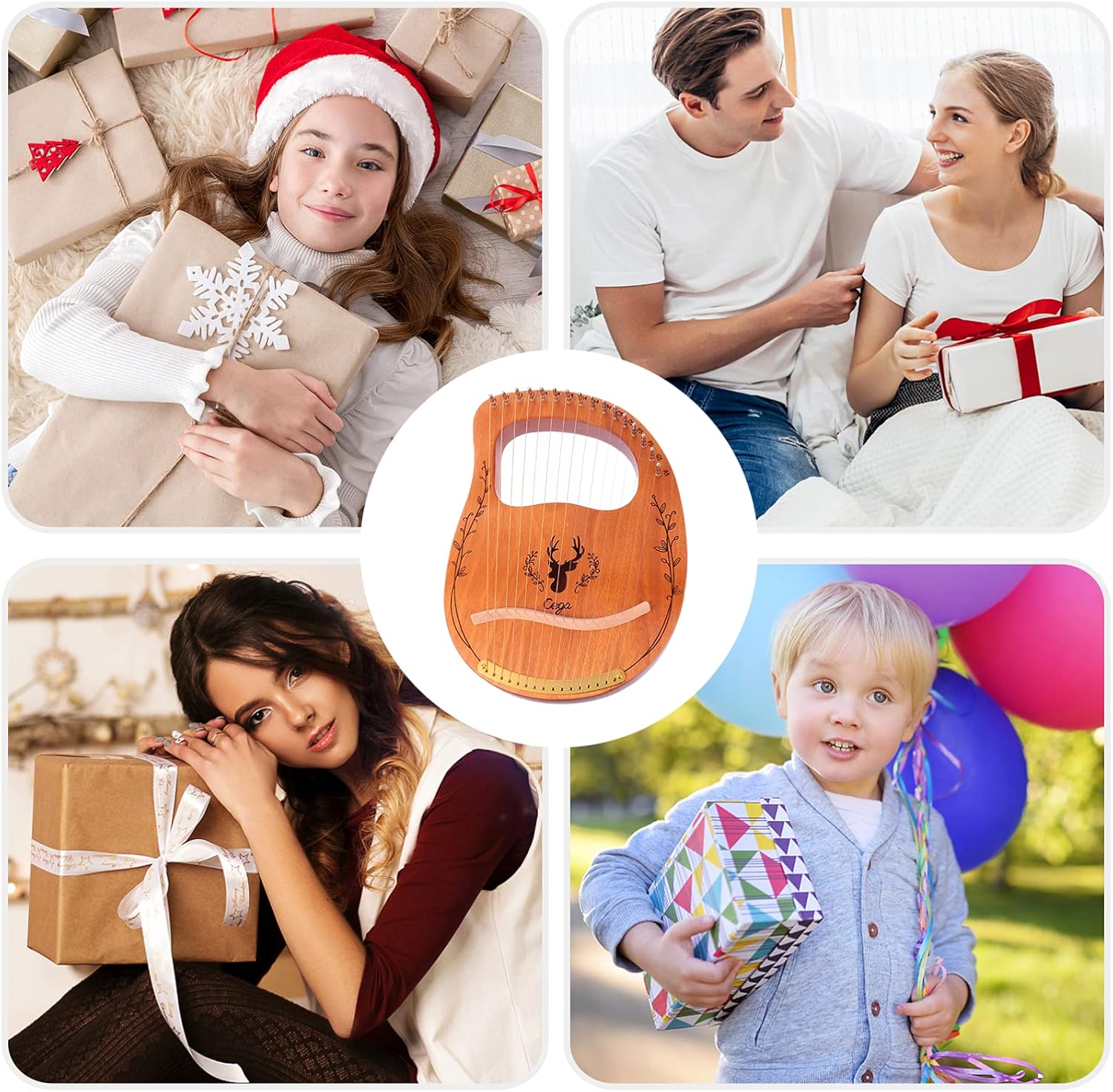 VICASKY 1set String Lyre Harp Portable Handheld Wooden Musical Instrument for Beginners Delicate Design for Relaxation and Enjoyment Music