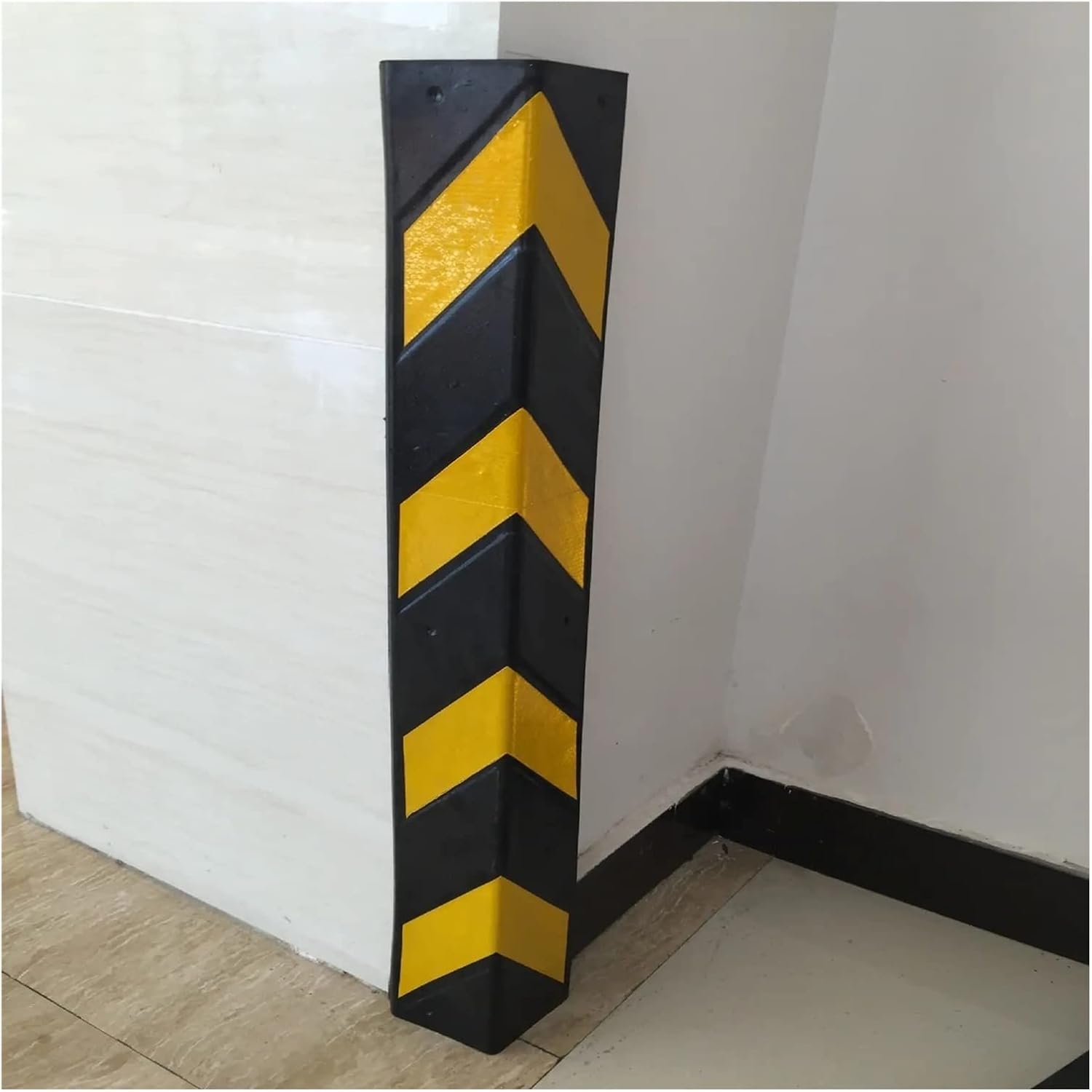 XPLKQXE Garage Wall Protection Rubber, Black and Yellow Reflective Stripes, Wall Edge and Bumpers Guards, Car Parking and Warehouse (Color : Black+Yellow-120cm, Size : 12pcs)