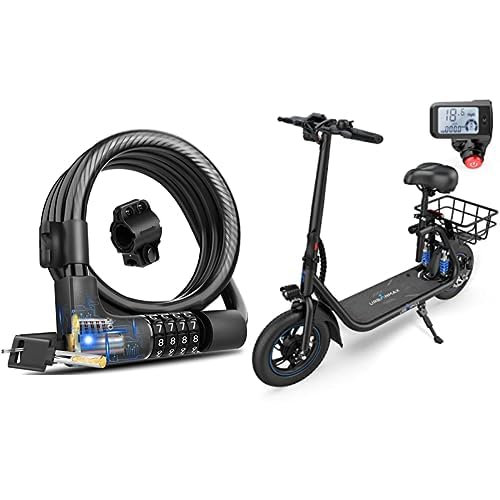 Bike Lock Cable with Combination & Key, Password Lost Retrievable Bicycle Lock Anti-Theft & URBANMAX C1 Electric Scooter with Seat, 450W Powerful Motor up to 22 Miles Range