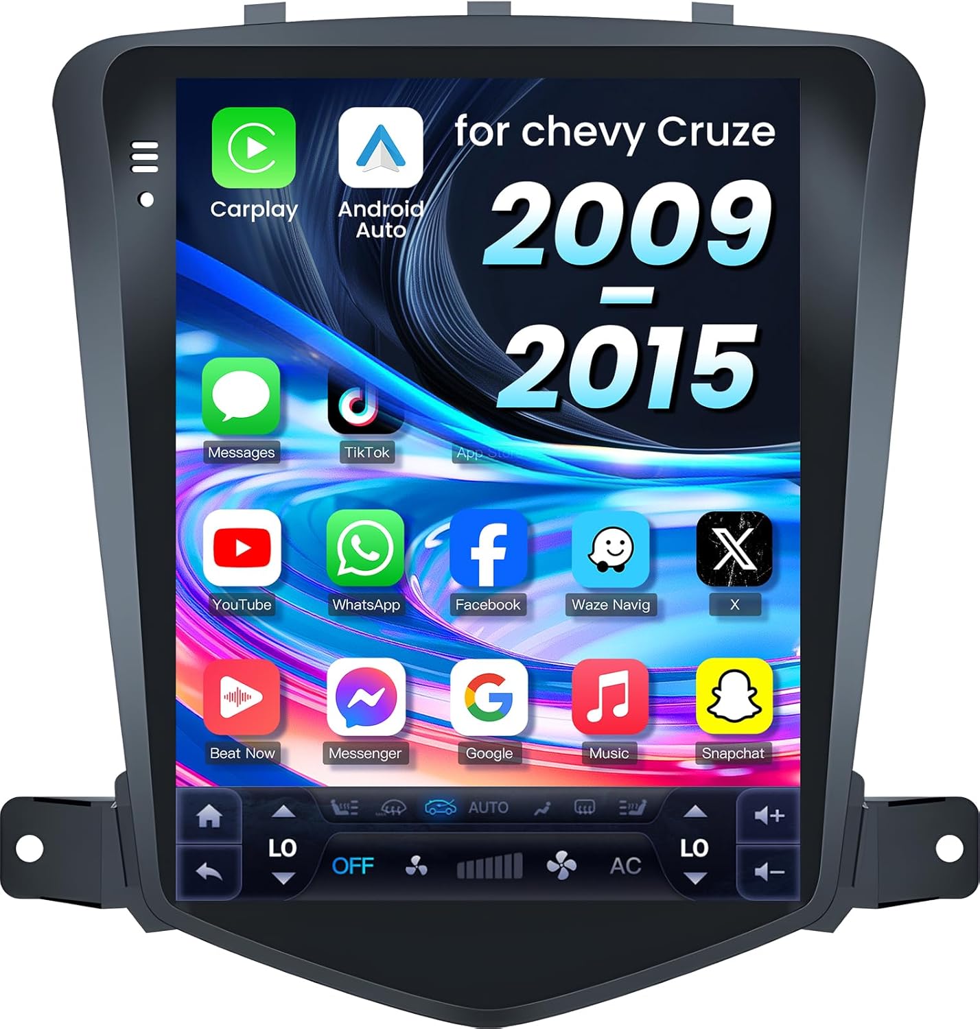 4Core Car Radio for Cruze 2009-2015: 10.4 Inch 1280 * 800 HD Touch Screen Car Stereo - Wireless Carplay Andriod Auto Mirror Link Bluetooth 5GWiFi Backup Camera GPS FM SWC