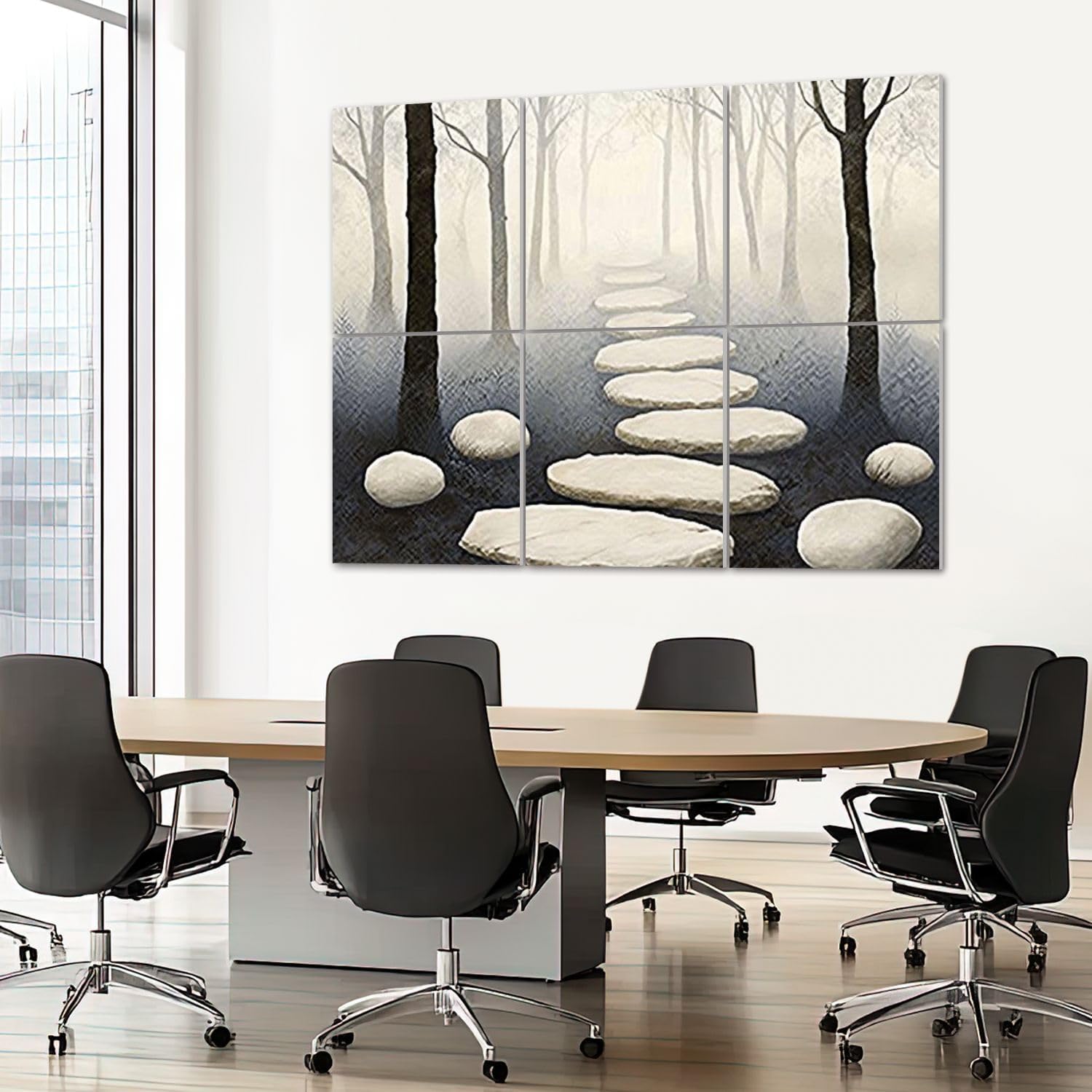 6 Pack Art Acoustic Panels Sound Absorbing Zen Stones Black And White Modern Inspirational Abstract Stone Foggy Decorative Soundproof Wall Panels Self Adhesive for Recording Studios Office 72