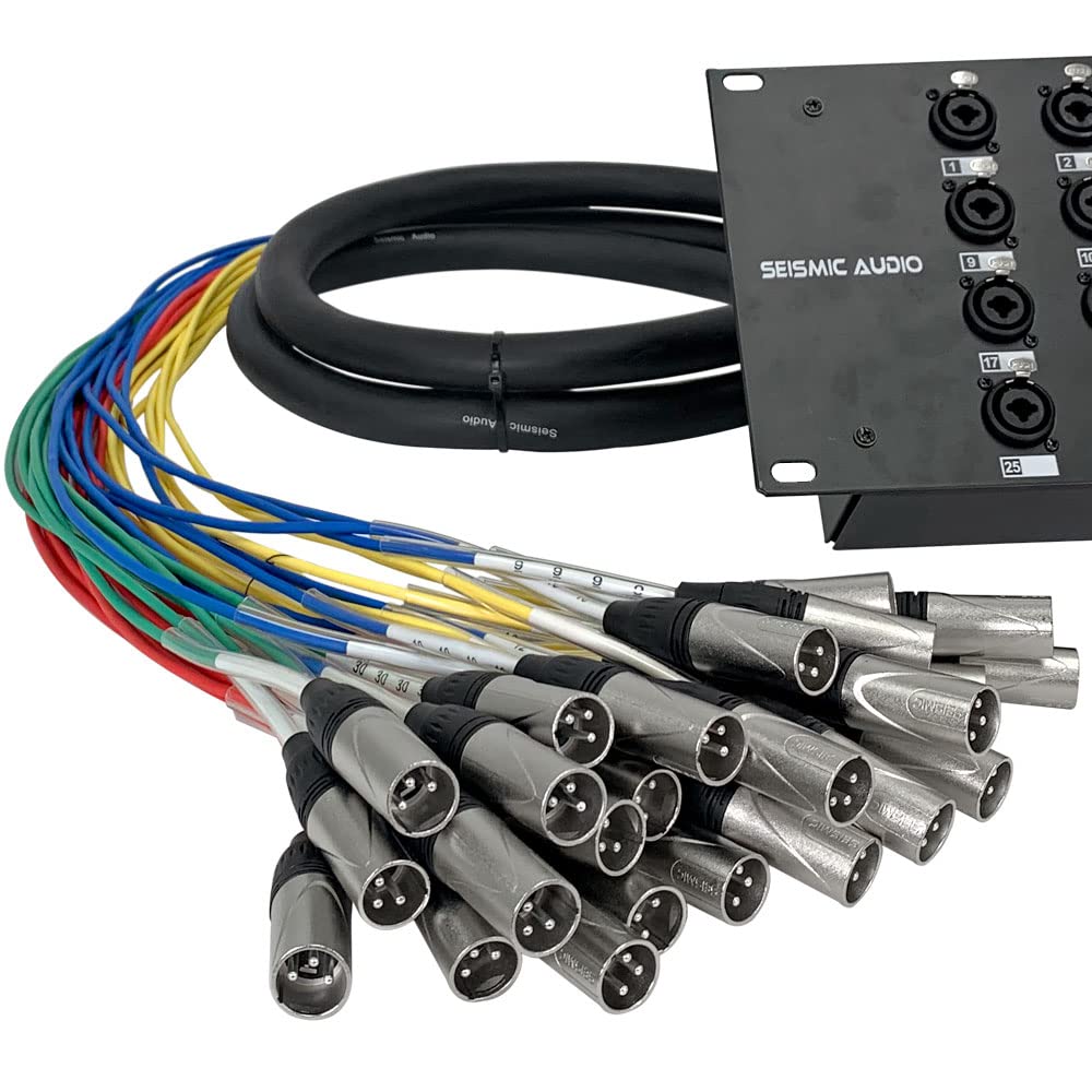 Seismic Audio SARMSS-32x310-32 Channel XLR TRS Combo Splitter Snake Cable - 3' and 10' XLR Trunks