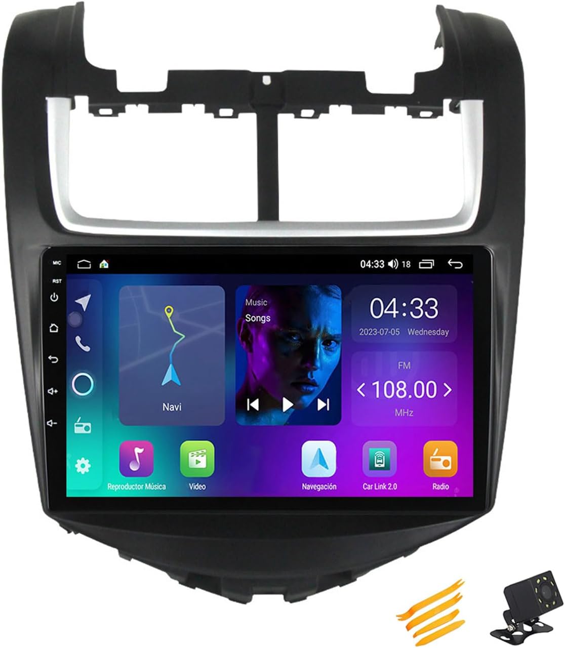 Android 13 Car Stereo Bluetooth CarPlay 2 DIN Touch Screen Compatible with Chevrolet Aveo 2014~2017 9In QLED Display Car Radio with Navigation Android Auto FM RDS SWC,4 Core NF1 1G+32G