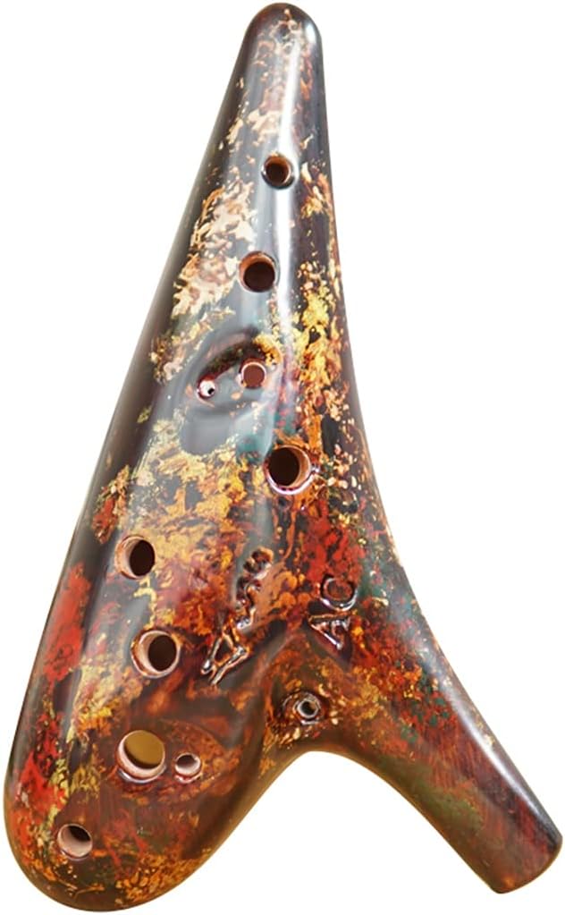 Beginner 12 Hole Alto C Color Lacquered Ceramic Ocarina, Creative Submarine Style Student Wind Instrument, Art Gifts (Color : Mottled, Size : AC)