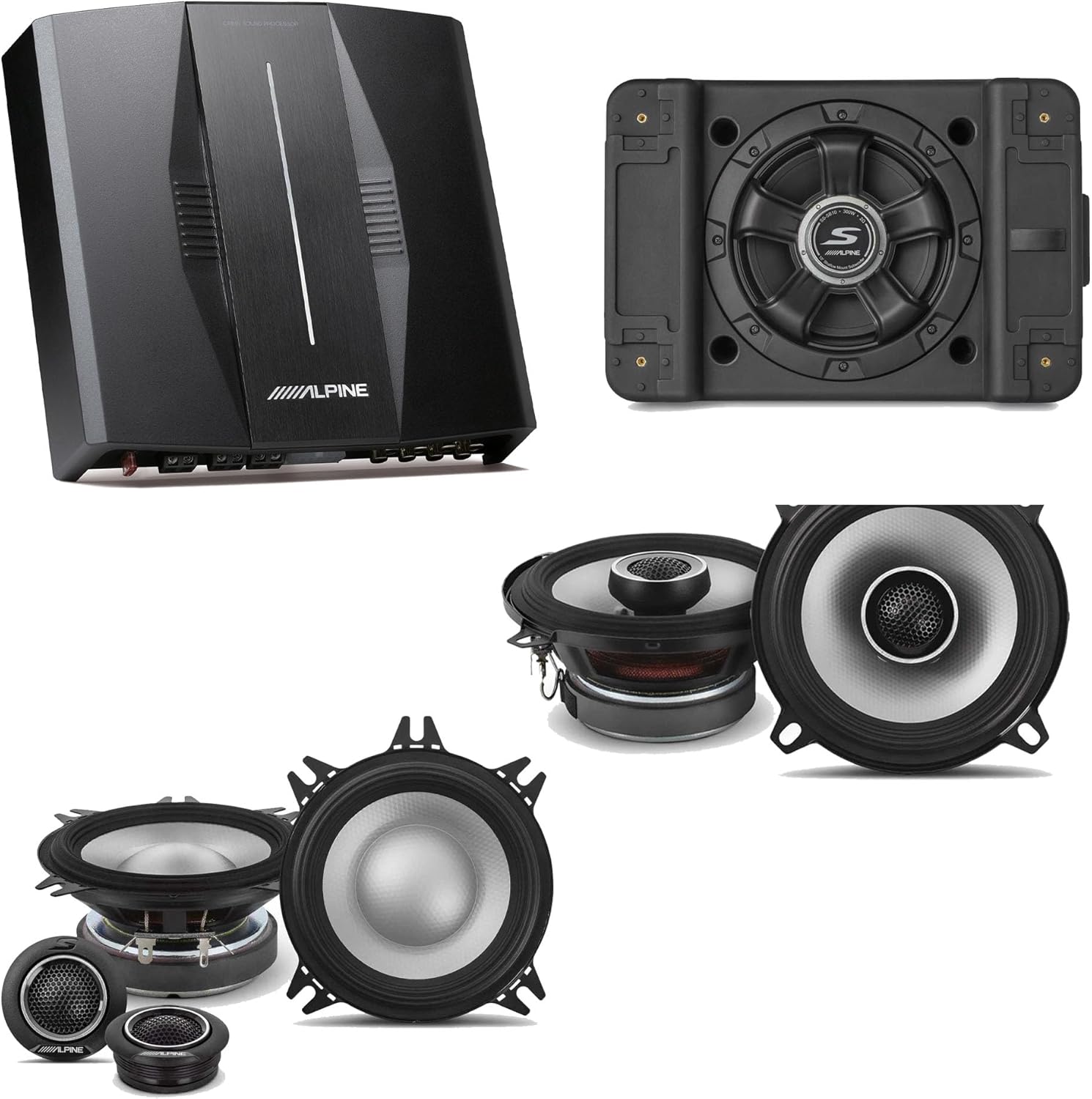 Alpine PXE-C80-88 OPTIM8 8-Channel Hi-Res DSP Amplifier w/SS-SB12 Subwoofer, S2-S40C & S2-S50 Bundle