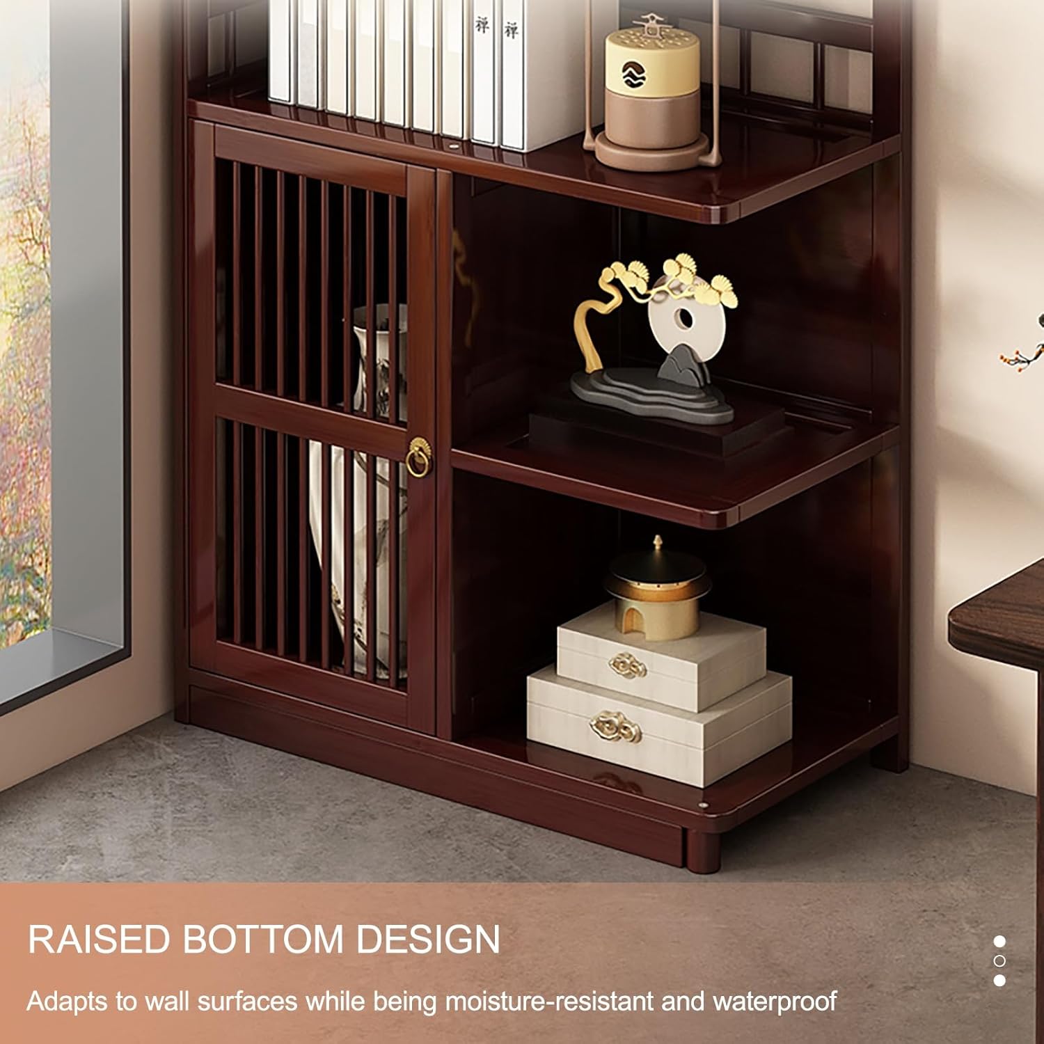 Corner Bookshelf 6 Tier Modern Storage Shelves Tall Bookcase, Corner Bookcase with Doors Book Organizer Hutch for Dorm Office College