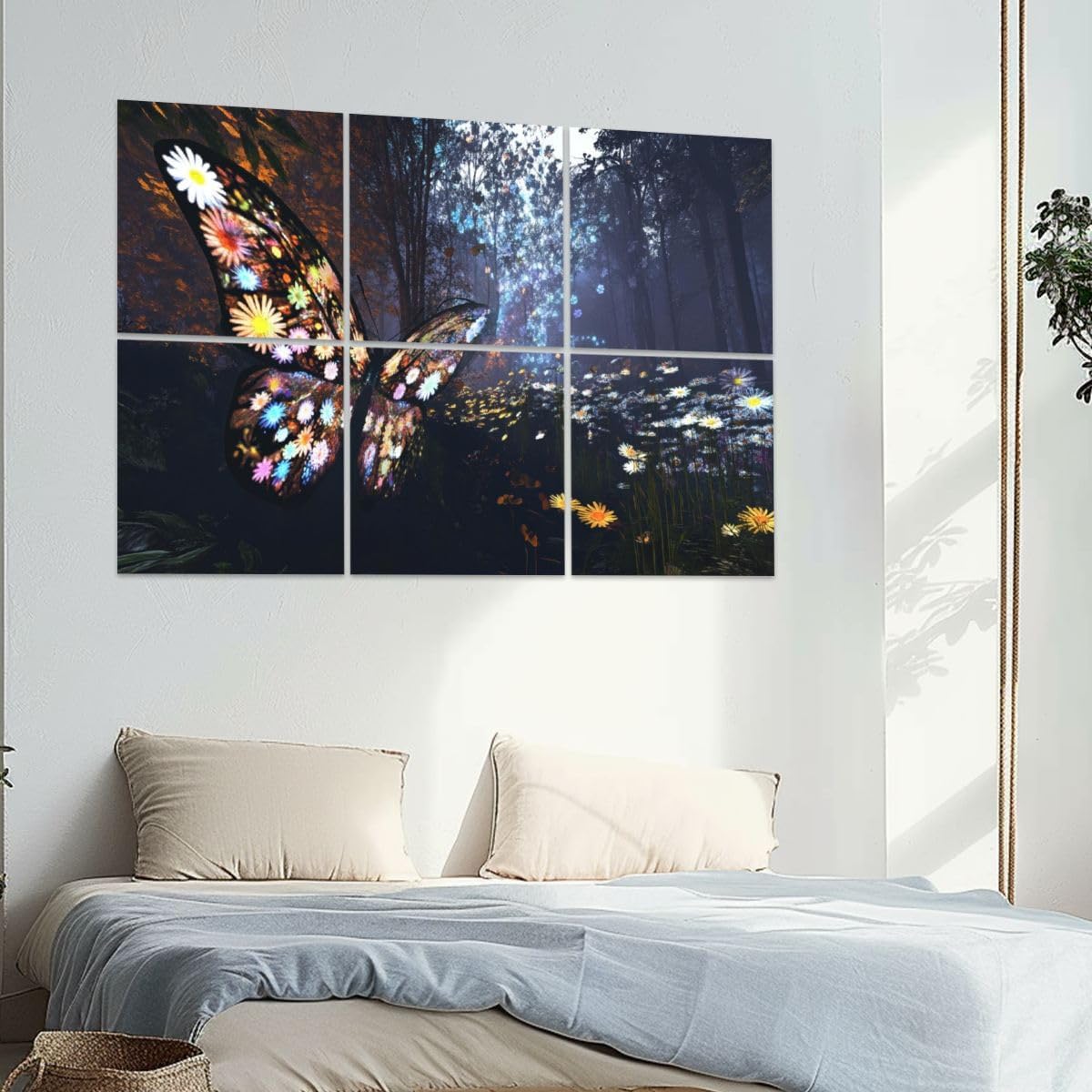 6 Pack Art Acoustic Panels Colorful Abstract Butterfly Art Print Soundproof Wall Panels, 48